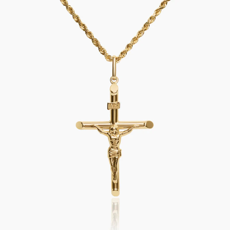 14K YELLOW GOLD VOW OF LIGHT CROSS NECKLACE