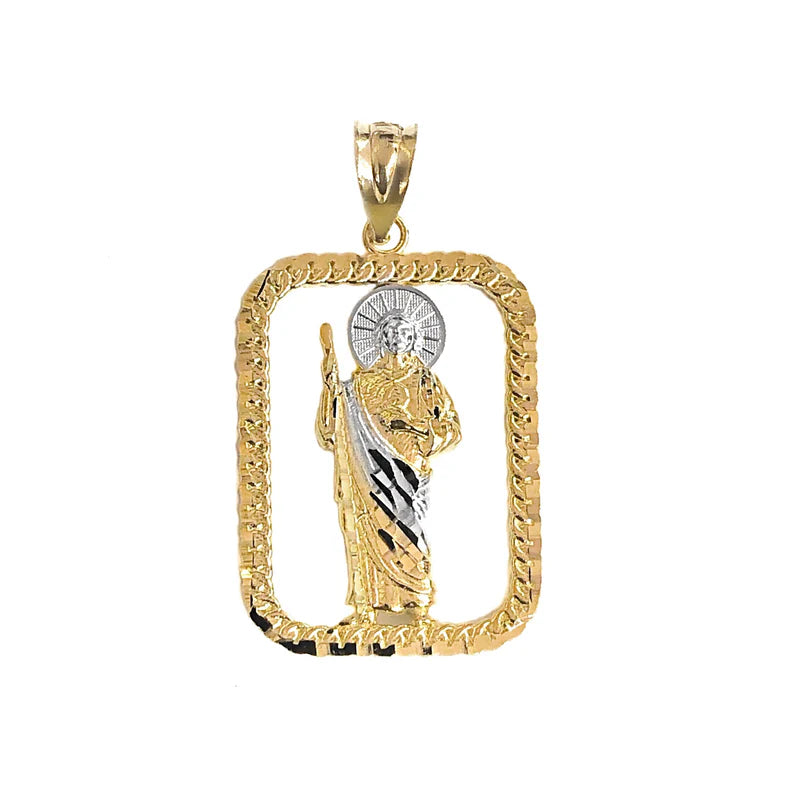 14K YELLOW GOLD SAN JUDAS TWO TONED PENDANT