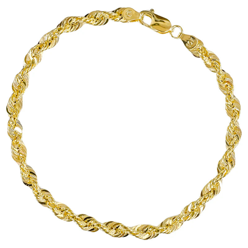 10K YELLOW GOLD DIAMOND CUT ROPE BRACELET -4.5MM