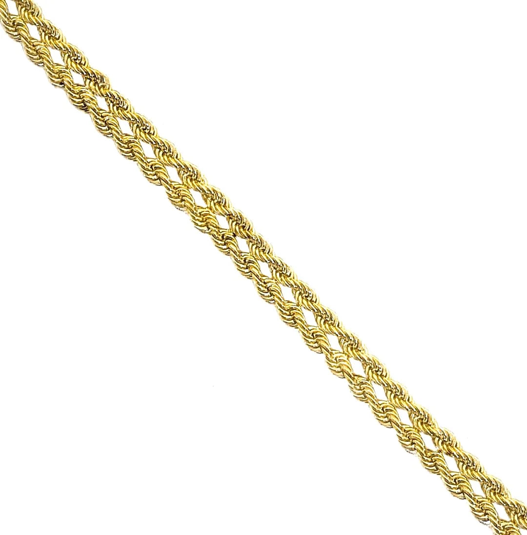 14k YELLOW GOLD 4MM DOUBLE ROPE BRACELET