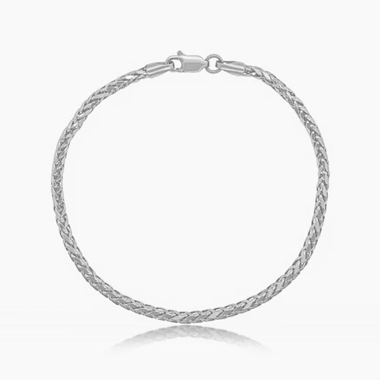 10K WHITE GOLD WHEAT BRACELET -3MM