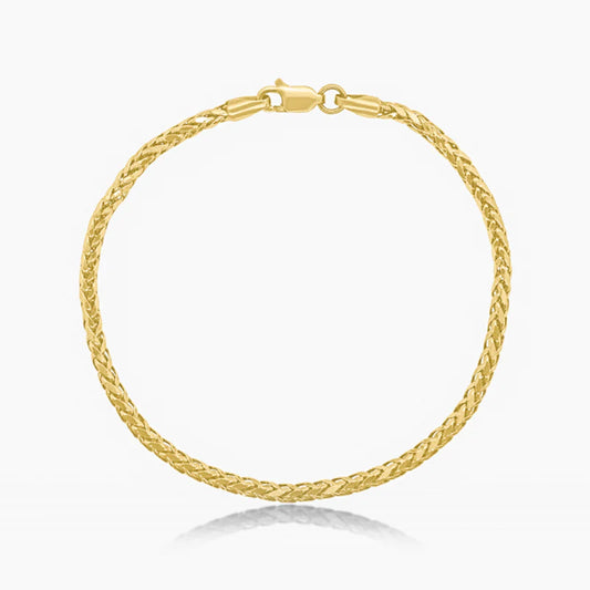 10K YELLOW GOLD WHEAT BRACELET -3MM