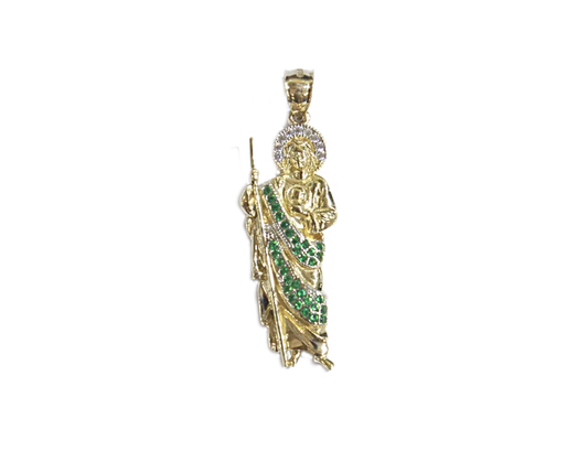 14K YELLOW GOLD San Judas Green CZ -Small