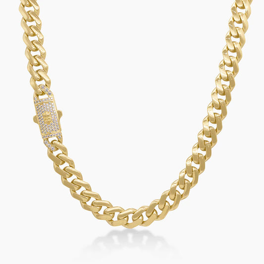 14K YELLOW GOLD MONACO CHAIN WITH ICE LOCK -10 MM