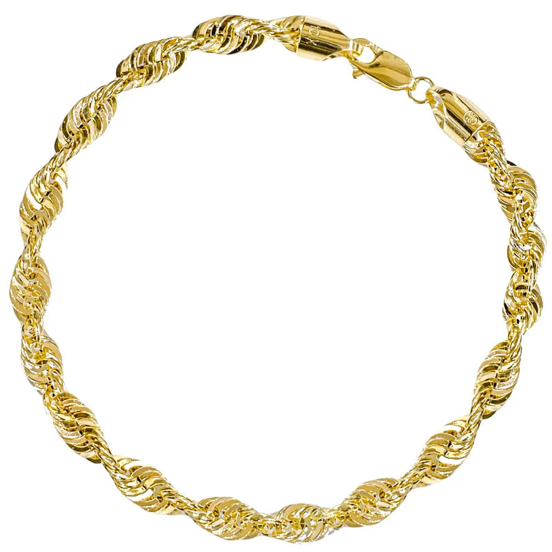 10K YELLOW GOLD DIAMOND CUT ROPE BRACELET -5.5MM