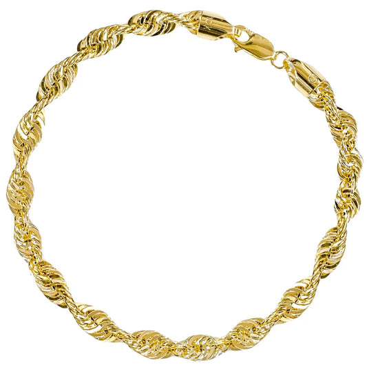 10K YELLOW GOLD DIAMOND CUT ROPE BRACELET -5.5MM