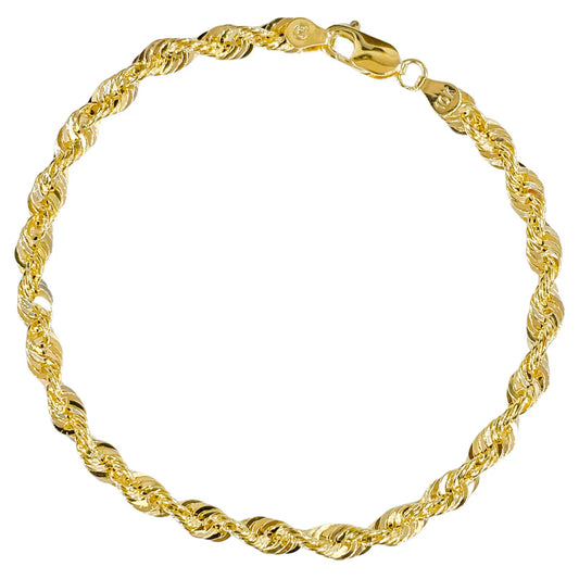 10K YELLOW GOLD DIAMOND CUT ROPE BRACELET -4.5MM