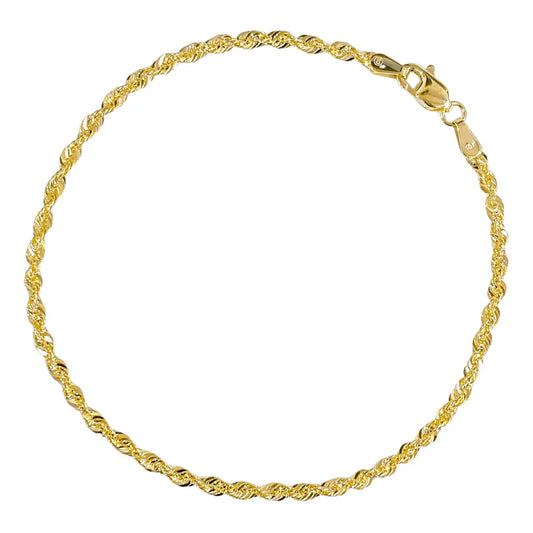 10K YELLOW GOLD DIAMOND CUT ROPE BRACELET -2.5MM