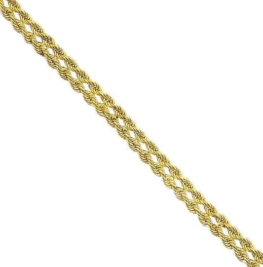 14k YELLOW GOLD 4MM DOUBLE ROPE BRACELET