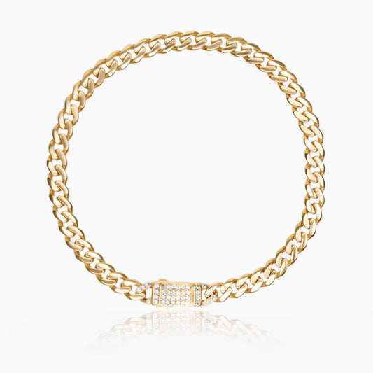 14K YELLOW GOLD MONACO CUBAN BRACELET -5MM